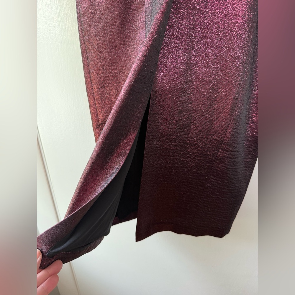 New! CINQ à SEPT 5 à 7 Soleil Metallic Dress in Cherry Spaghetti Straps Size 4 - Picture 14 of 14